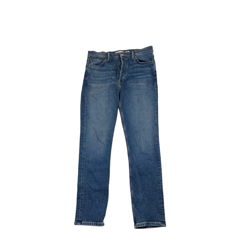 RE/DONE Originals Mid 70s High Rise Ankle Crop Stretch Buttonfly Jeans  Size: 30